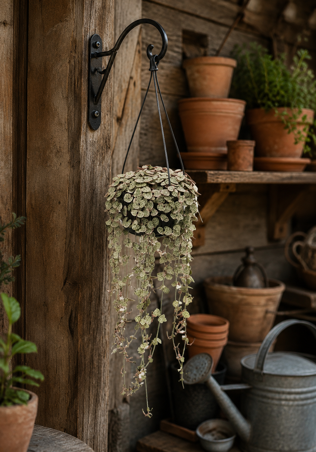 Ceropegia Woodii Variegata – Seltene Hängepflanze Herz-am-Faden – Ø14 cm