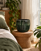 Babet Pine Green – Decorative plant pot – Ø27 × H23 cm