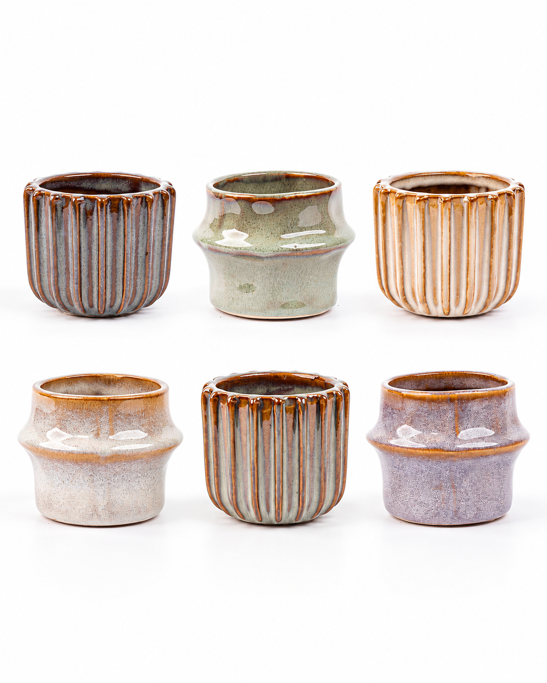 Barcelone – Lot de 6 mini cache-pots en céramique – env. Ø8 × H6,4 cm