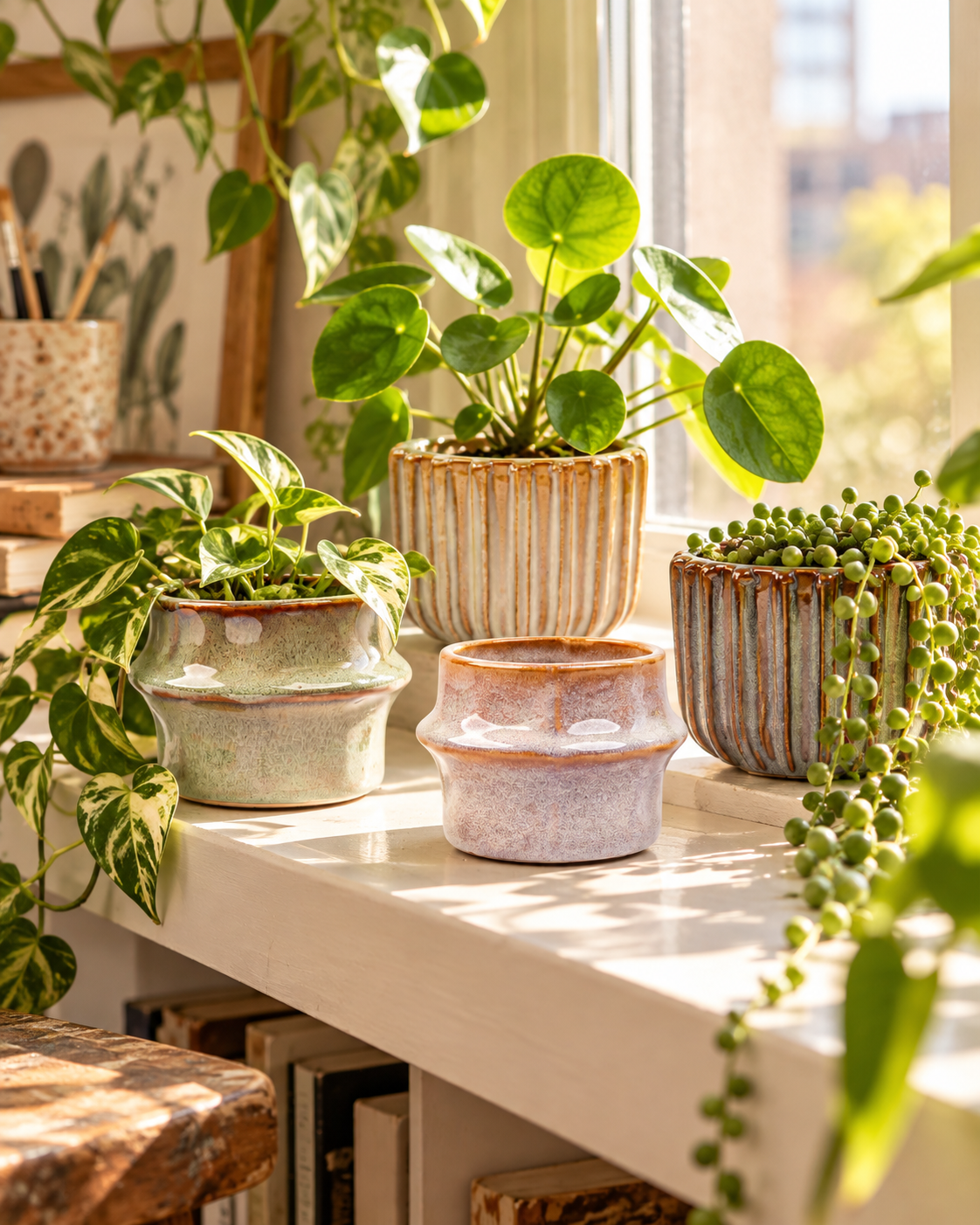 Barcelone – Lot de 6 mini cache-pots en céramique – env. Ø8 × H6,4 cm