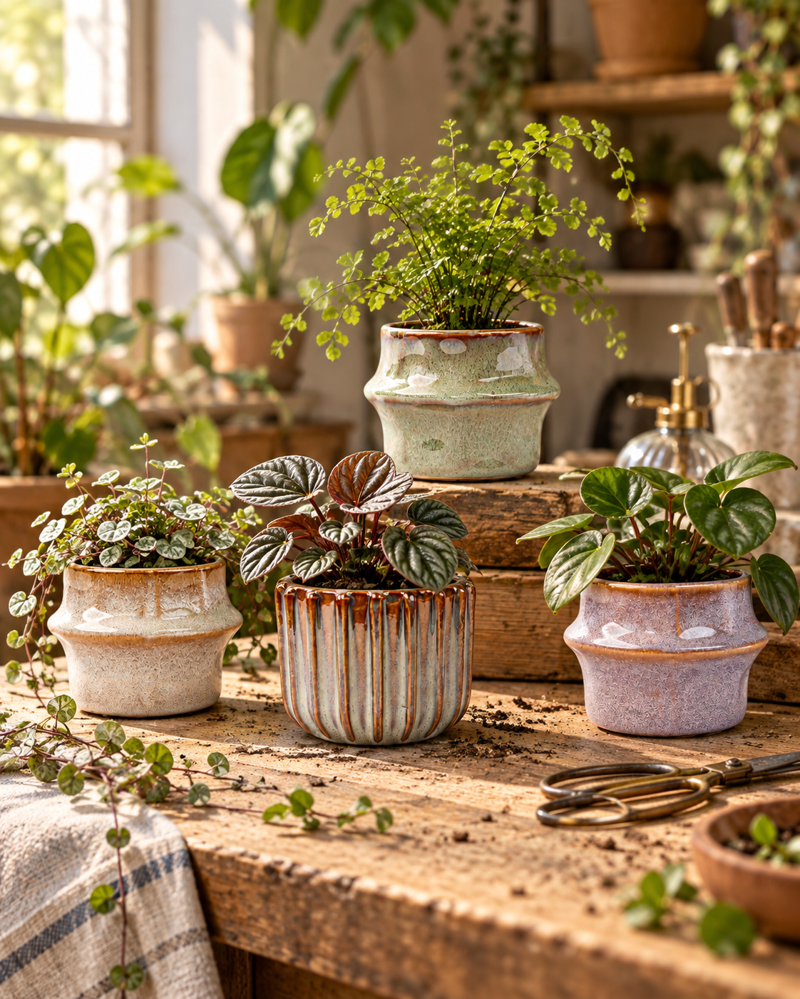 Barcelone – Lot de 6 mini cache-pots en céramique – env. Ø8 × H6,4 cm