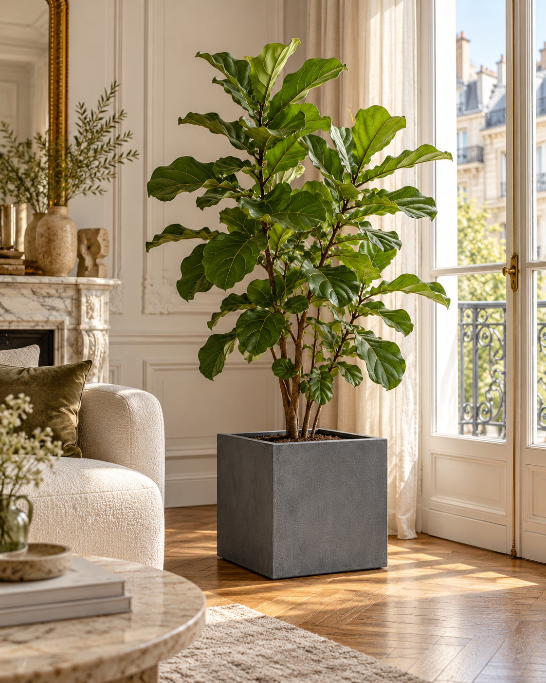 Grey Block – Contemporary decorative pot – Ø30 × H30 cm