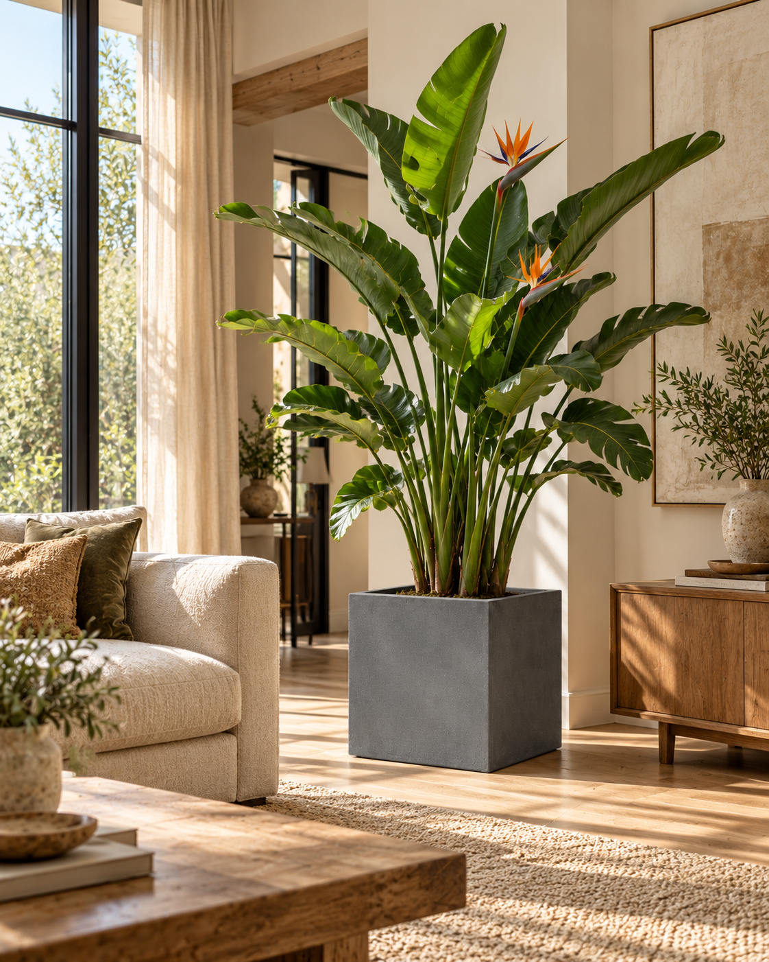Grey Block – Contemporary decorative pot – Ø30 × H30 cm