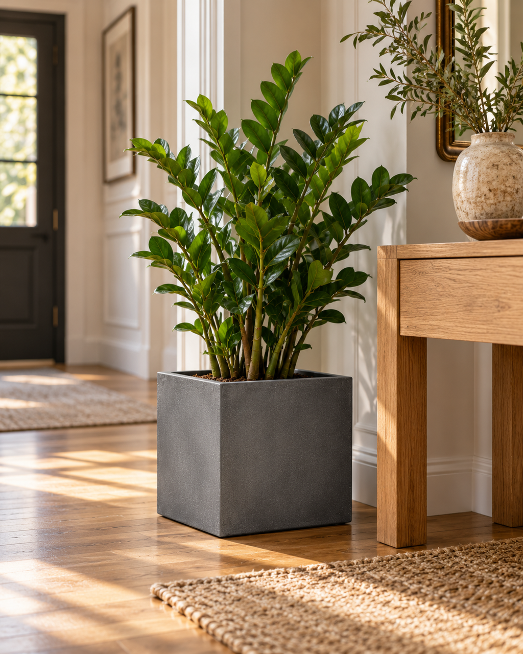 Grey Block – Contemporary decorative pot – Ø30 × H30 cm