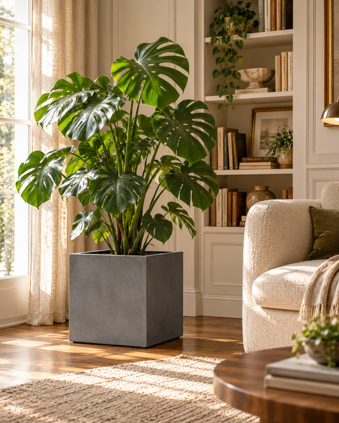 Grey Block – Contemporary decorative pot – Ø30 × H30 cm