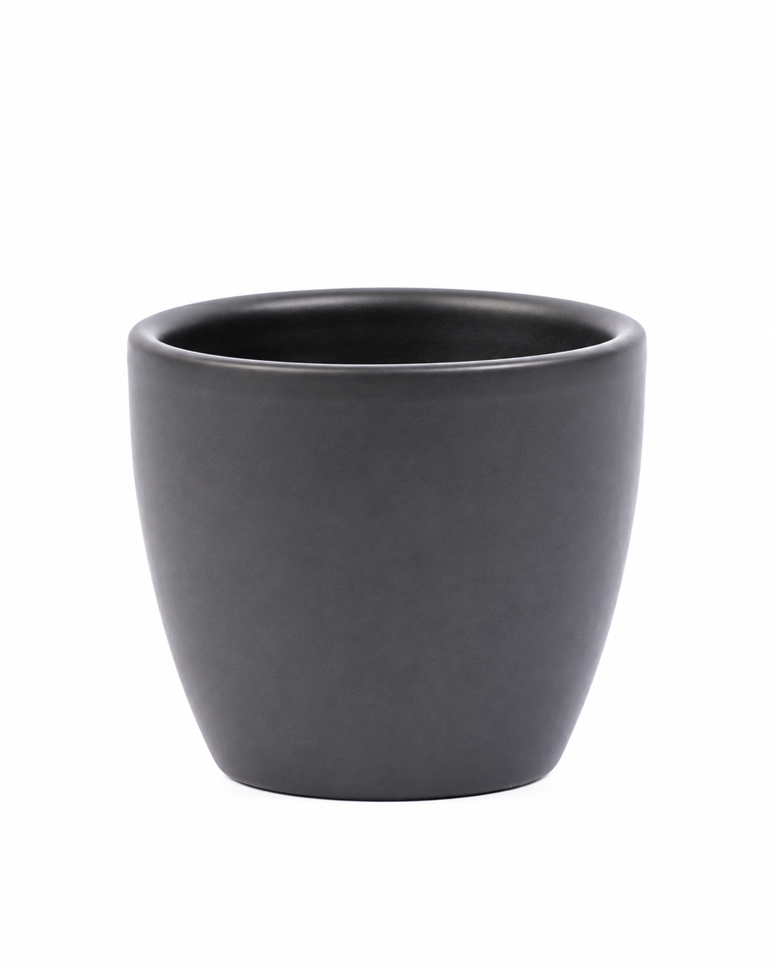 Boule Anthracite Mate – Mini cache-pot en céramique – Ø7,5 × H6 cm