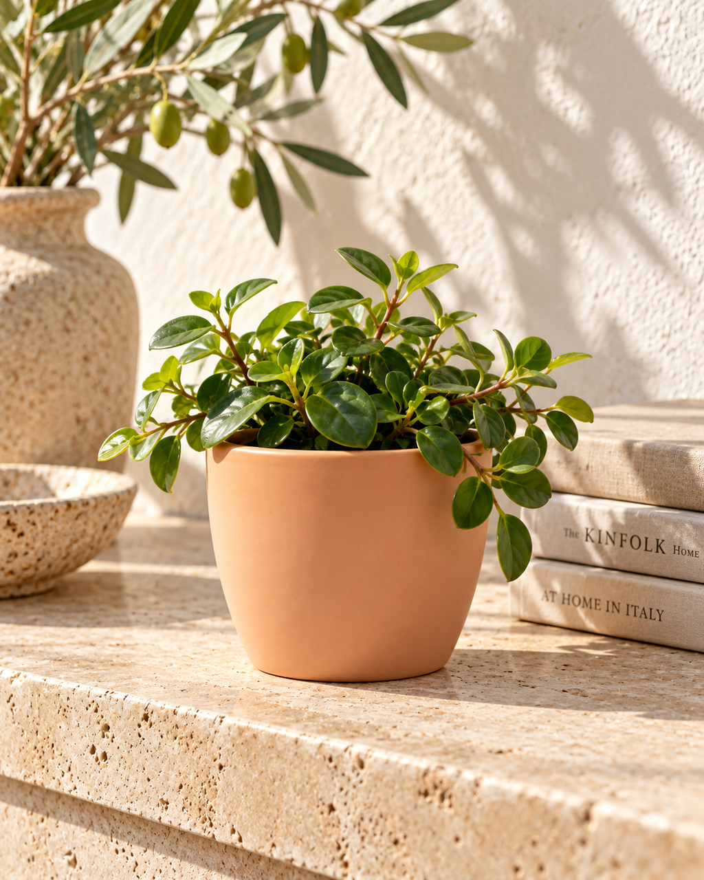Matte Tuscan Sphere – Mini ceramic plant pot – Ø7.5 × H6 cm