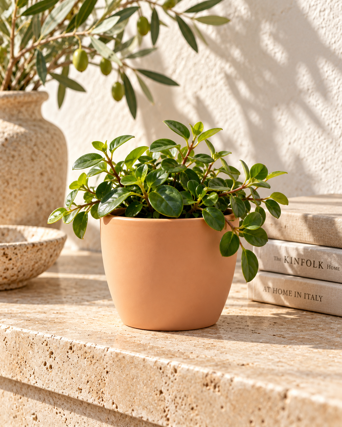 Matte Tuscan Sphere – Mini ceramic plant pot – Ø7.5 × H6 cm