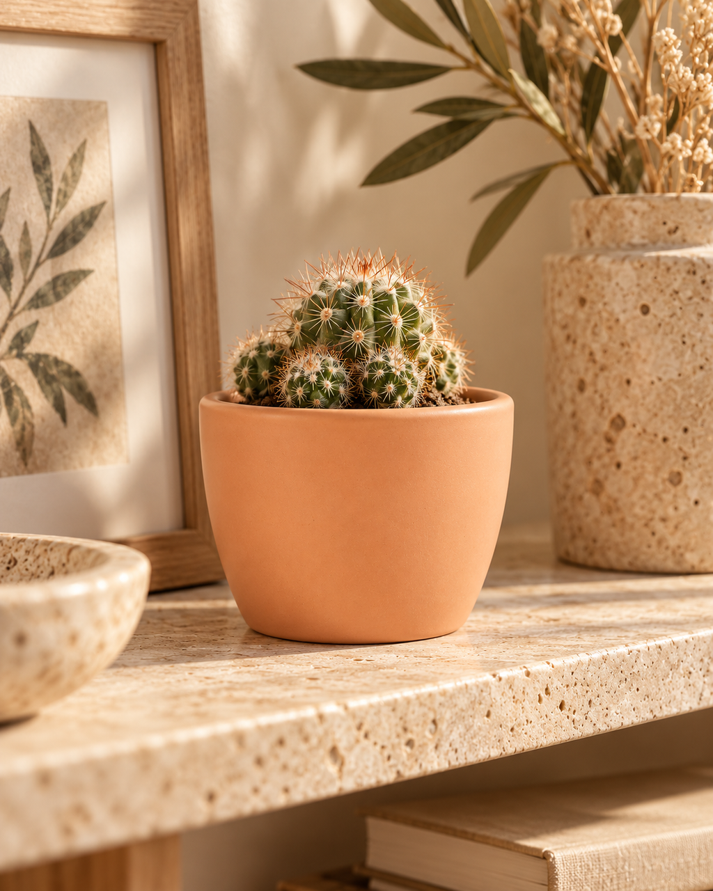 Matte Tuscan Sphere – Mini ceramic plant pot – Ø7.5 × H6 cm