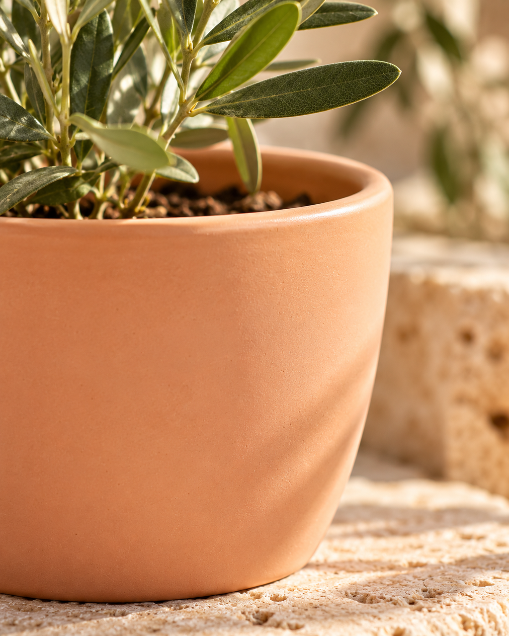 Matte Tuscan Sphere – Mini ceramic plant pot – Ø7.5 × H6 cm