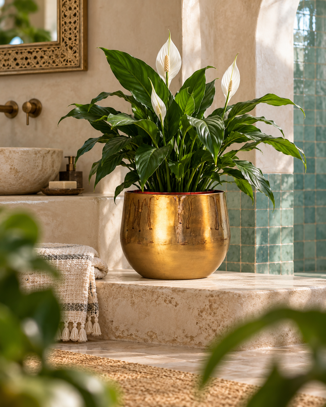 Ayka Patinated Camel – Decorative plant pot – Ø28 / Ø33 cm