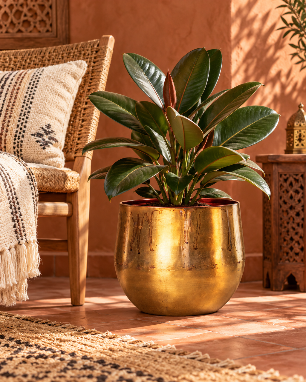 Ayka Patinated Camel – Decorative plant pot – Ø28 / Ø33 cm
