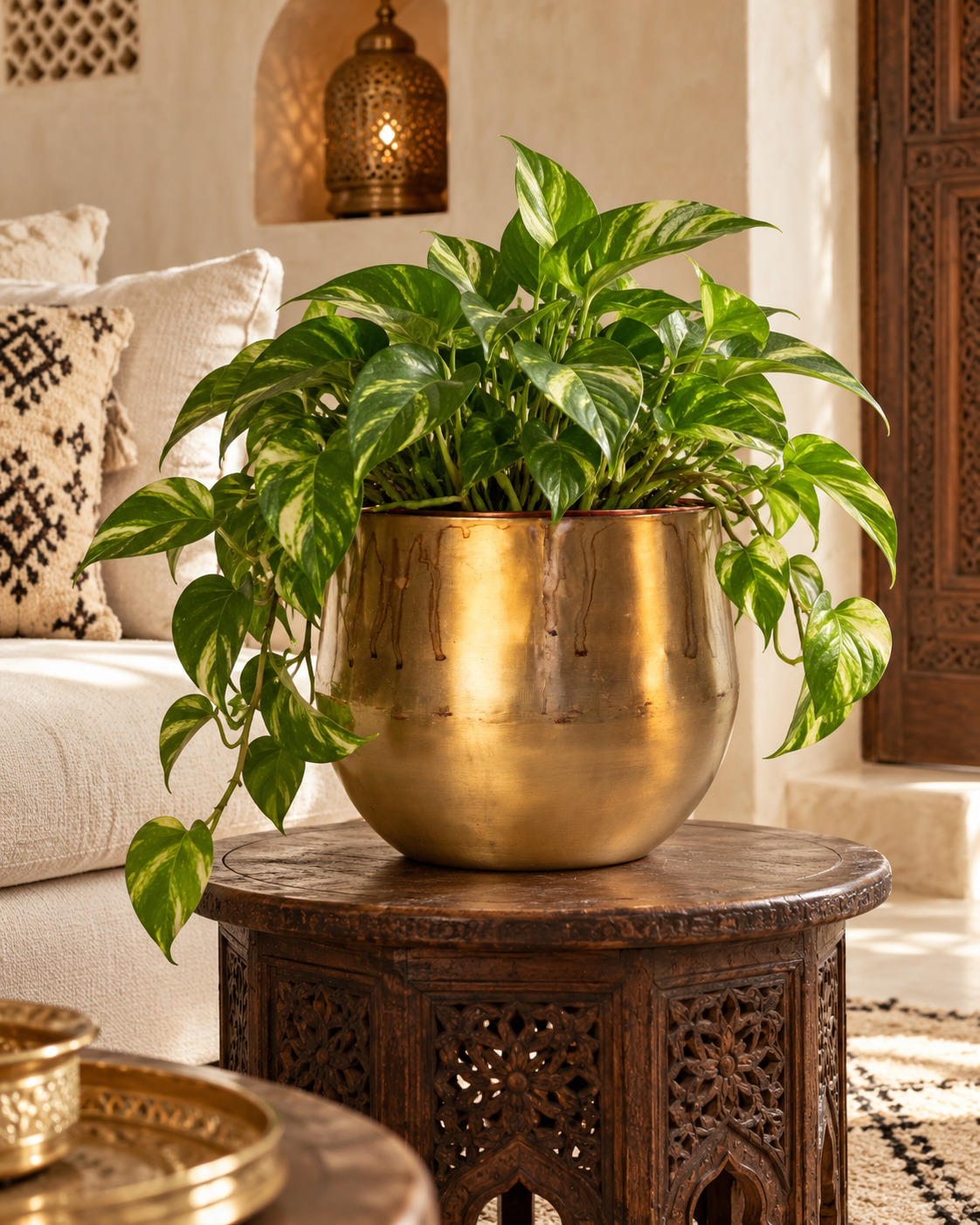 Ayka Patinated Camel – Decorative plant pot – Ø28 / Ø33 cm