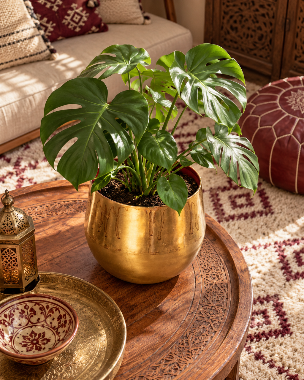Ayka Patinated Camel – Decorative plant pot – Ø28 / Ø33 cm