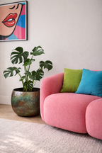 Cache-pot Ellen Vintage Green en métal patiné – Cache-pot décoratif intérieur