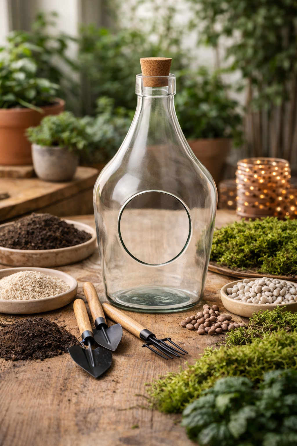 Offenes 3-Liter-Glasterrarium mit Korken – dekorative Terrariumflasche