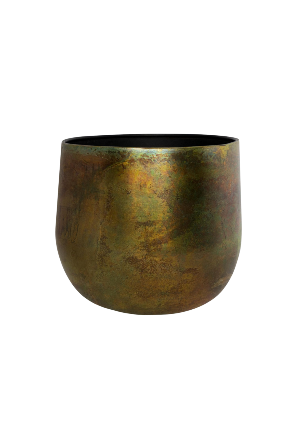 Cache-pot fait main Elisa Vintage Green en métal patiné – Pot décoratif rustique chic pour intérieur