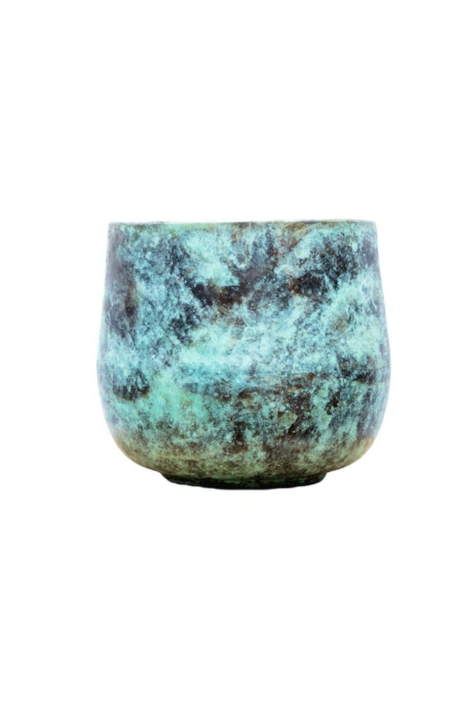 Elisa Mystic Green – Cache-pot en céramique texturé effet bronze vert – 3 tailles