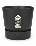 Elho Greenville Rond Noir – Pot avec réservoir d’eau – Ø14 × H13 cm