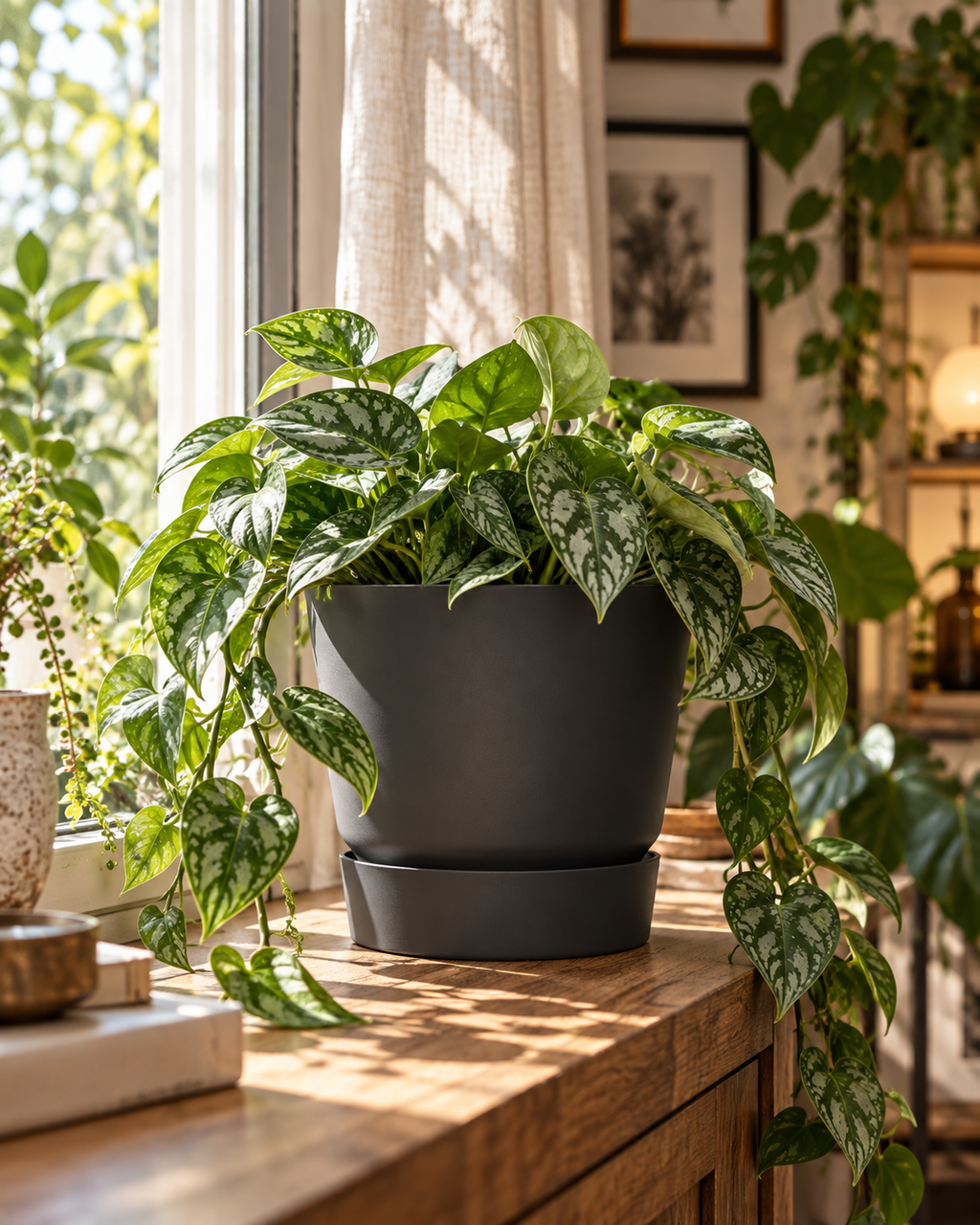 Elho Greenville Rond Noir – Pot avec réservoir d’eau – Ø14 × H13 cm