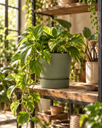 Elho Greenville Rond Vert Feuille – Pot avec réservoir d’eau – Ø14 / Ø20 cm
