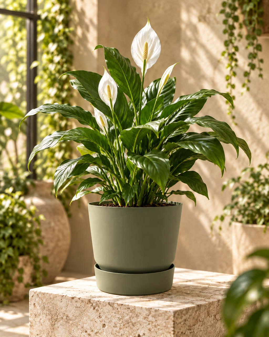 Elho Greenville Rond Vert Feuille – Pot avec réservoir d’eau – Ø14 / Ø20 cm