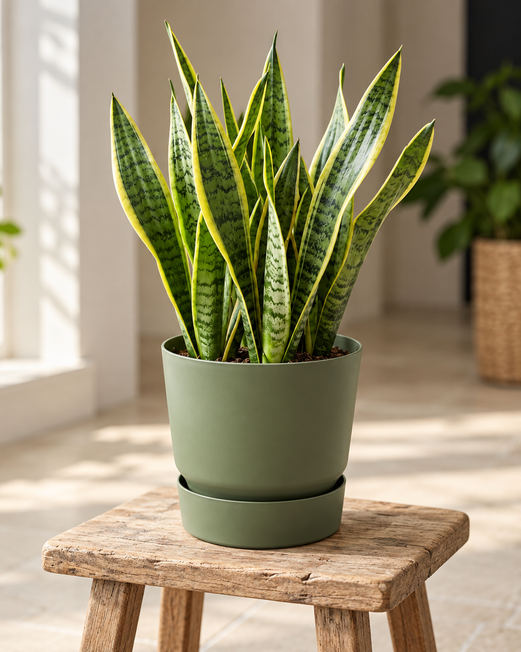 Elho Greenville Rond Vert Feuille – Pot avec réservoir d’eau – Ø14 / Ø20 cm