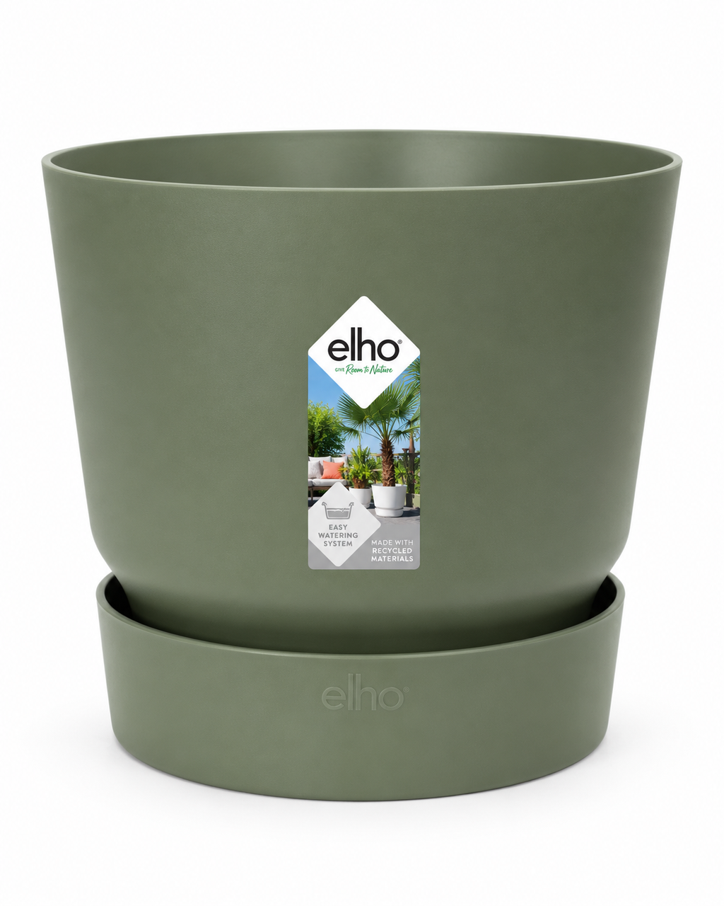 Elho Greenville Rond Vert Feuille – Pot avec réservoir d’eau – Ø14 / Ø20 cm