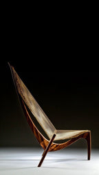 Harpe Massivholzstuhl – Ikonischer Skandinavischer Designer-Sessel, Dunkelnussbaum-Finish – High-End Loungesessel