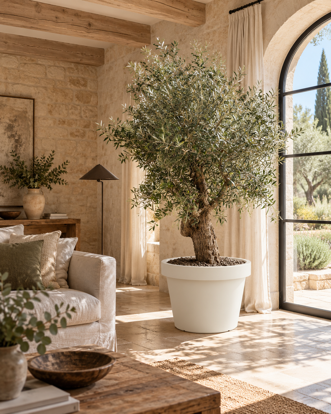 Lira Blanc – Pot XXL minimaliste – Ø65 × H58 cm