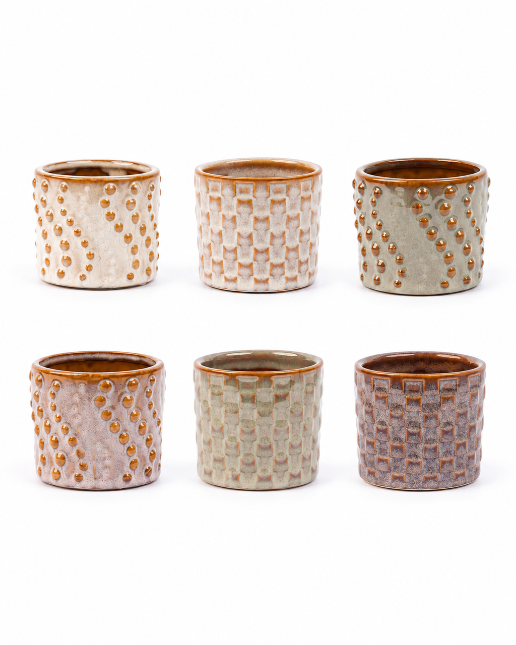 Madrid – Lot de 6 mini cache-pots en céramique – Ø7,2 × H6,3 cm