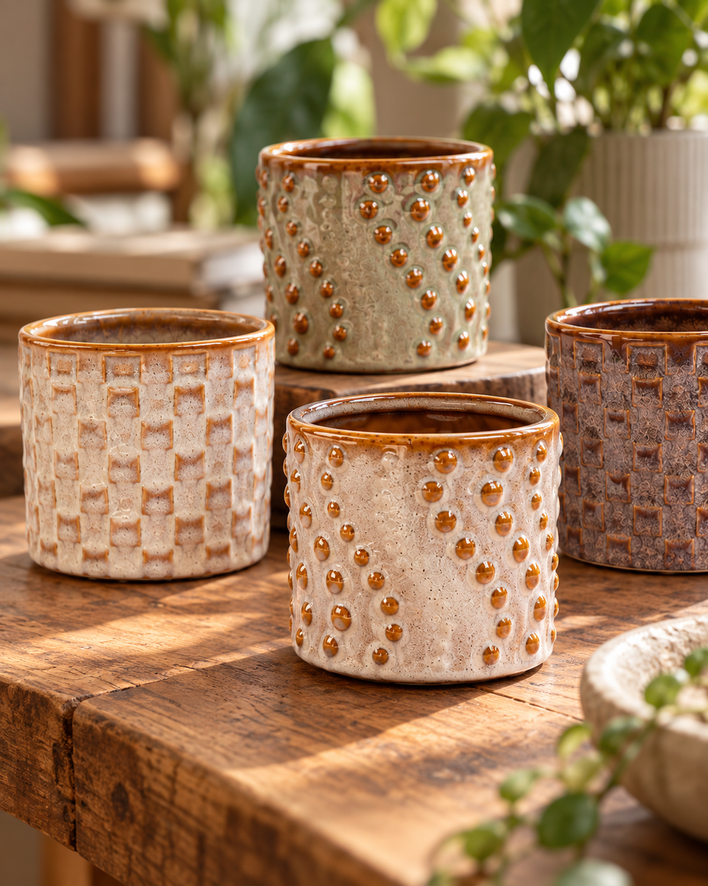 Madrid – Lot de 6 mini cache-pots en céramique – Ø7,2 × H6,3 cm