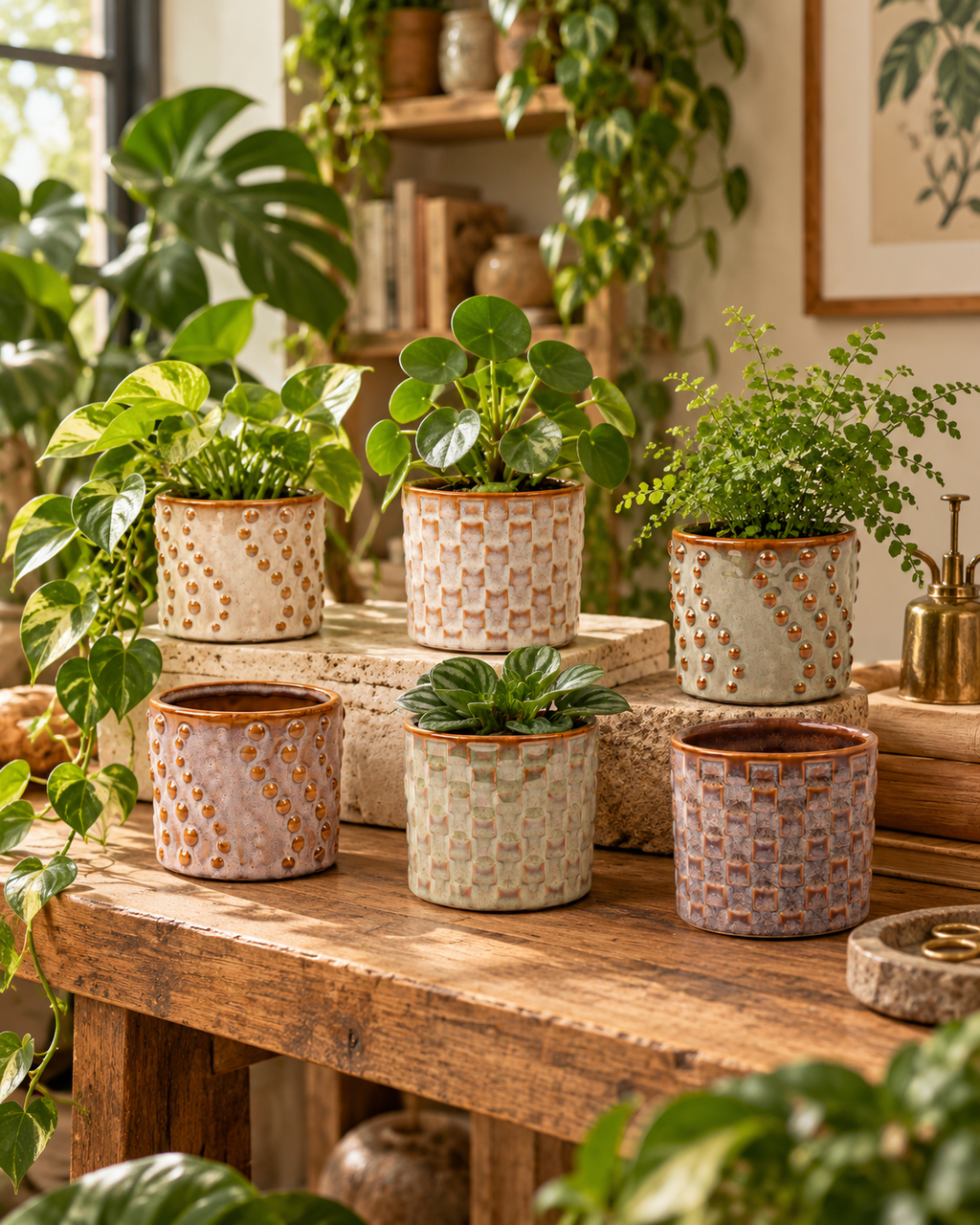 Madrid – Lot de 6 mini cache-pots en céramique – Ø7,2 × H6,3 cm