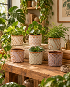 Madrid – Lot de 6 mini cache-pots en céramique – Ø7,2 × H6,3 cm