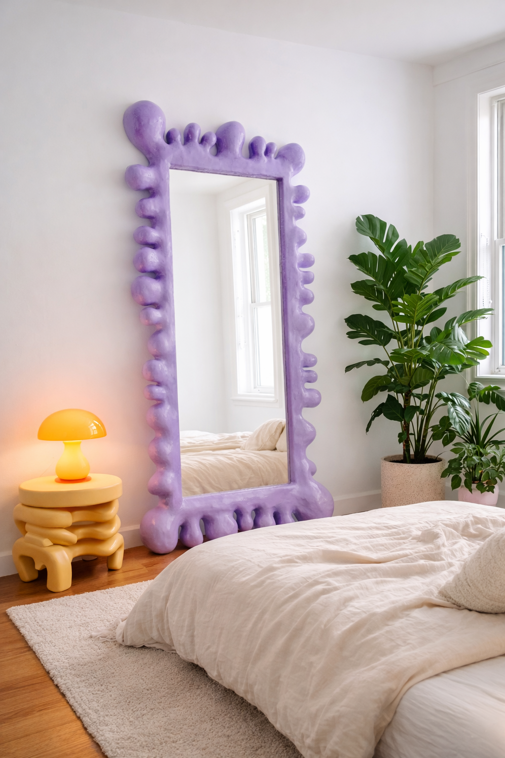 Miroir Pleine Longueur Arty Lilas – Cadre Sculptural 100 × 180  cm