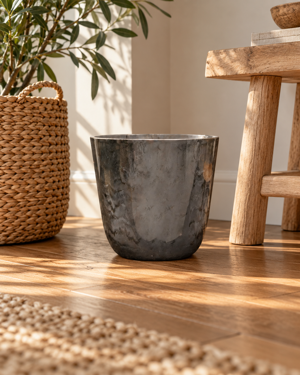 Palermo Grey Marble – Recycled plastic pot – Ø27 to Ø40 cm