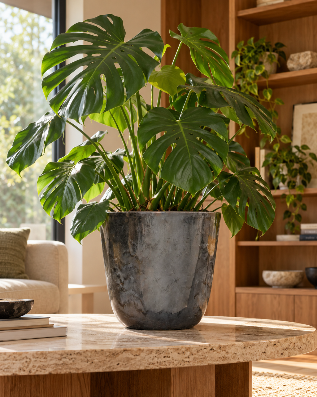 Palermo Grey Marble – Recycled plastic pot – Ø27 to Ø40 cm