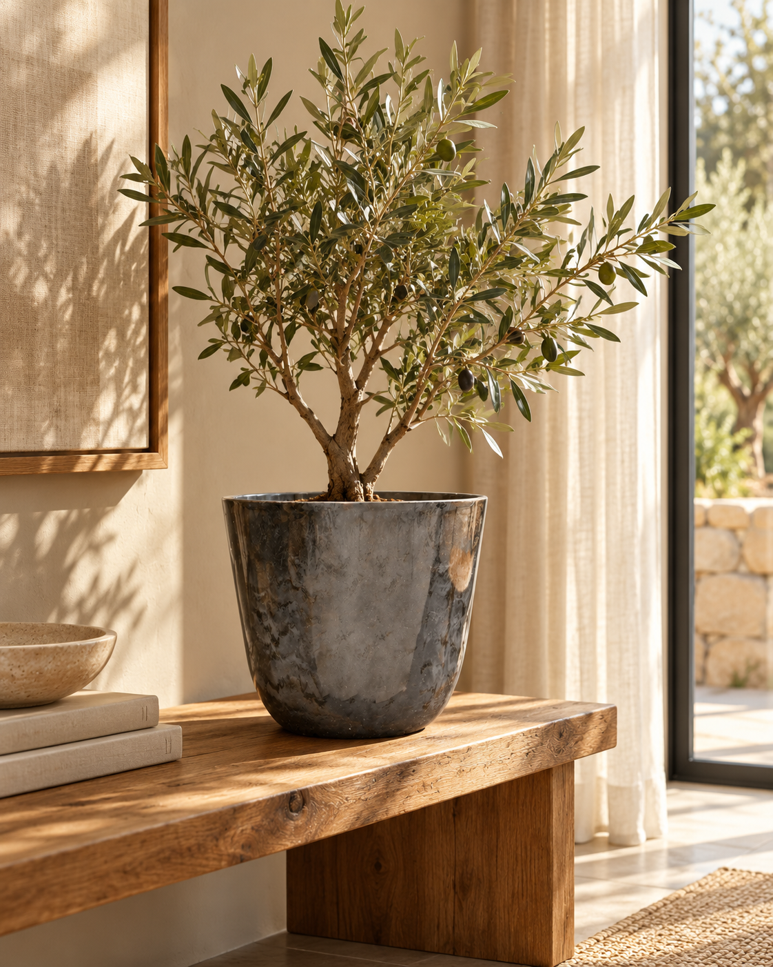 Palermo Grey Marble – Recycled plastic pot – Ø27 to Ø40 cm