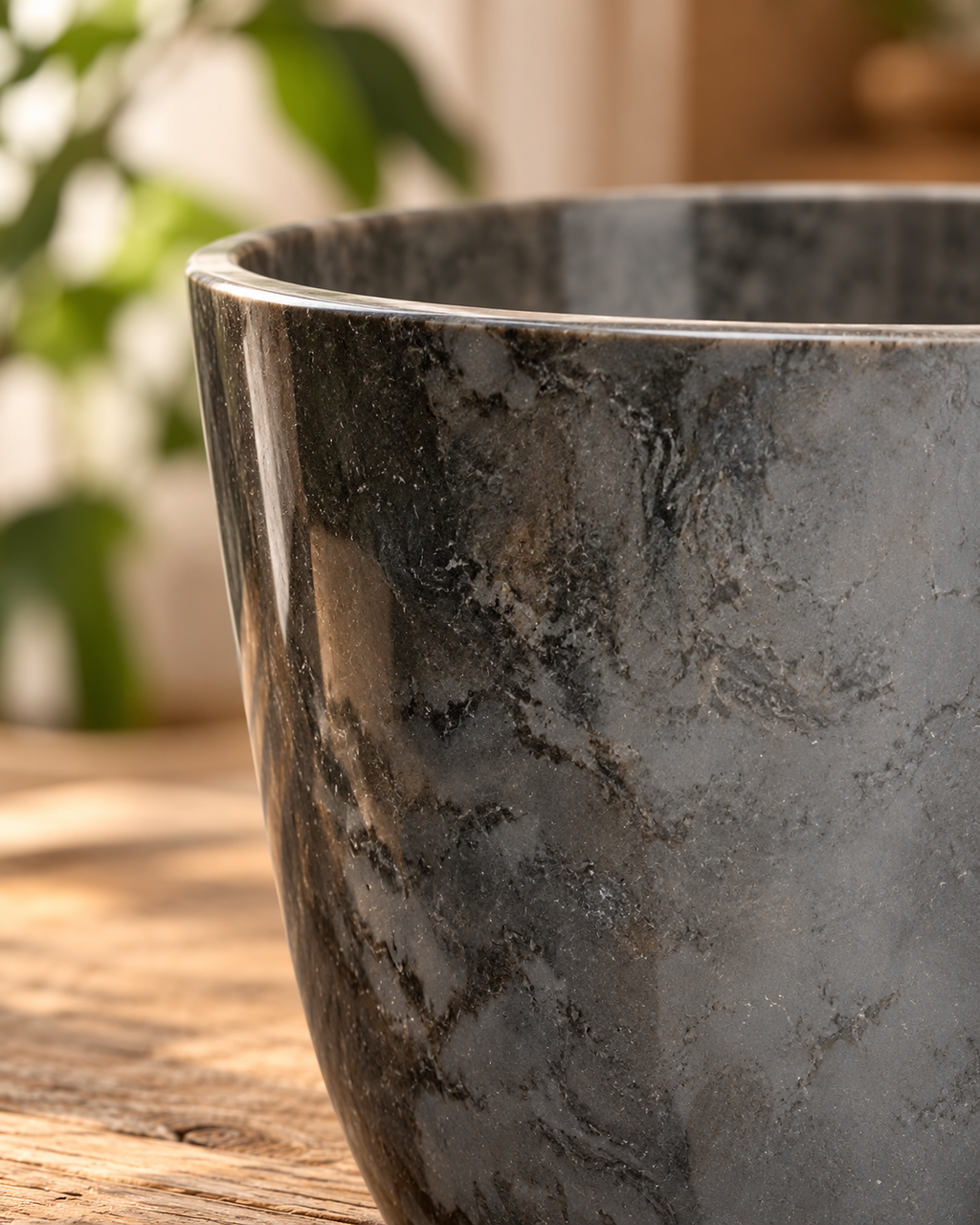 Palermo Grey Marble – Recycled plastic pot – Ø27 to Ø40 cm