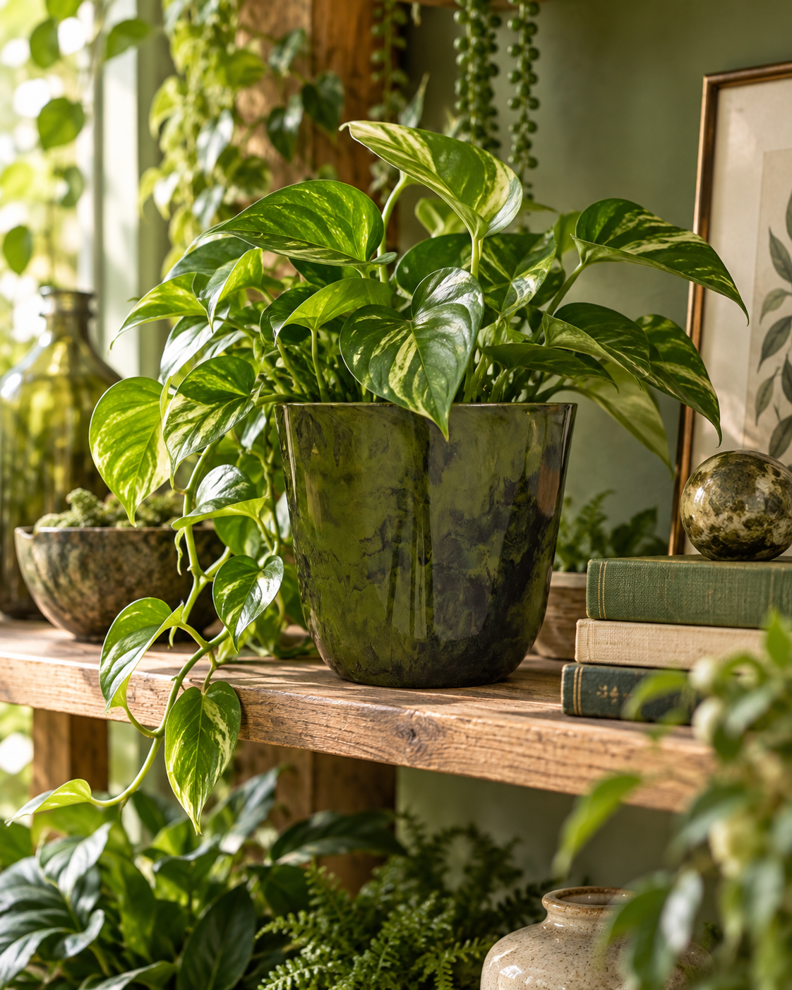 Palerme Marbre Vert – Pot en plastique recyclé – Ø27 à Ø40 cm