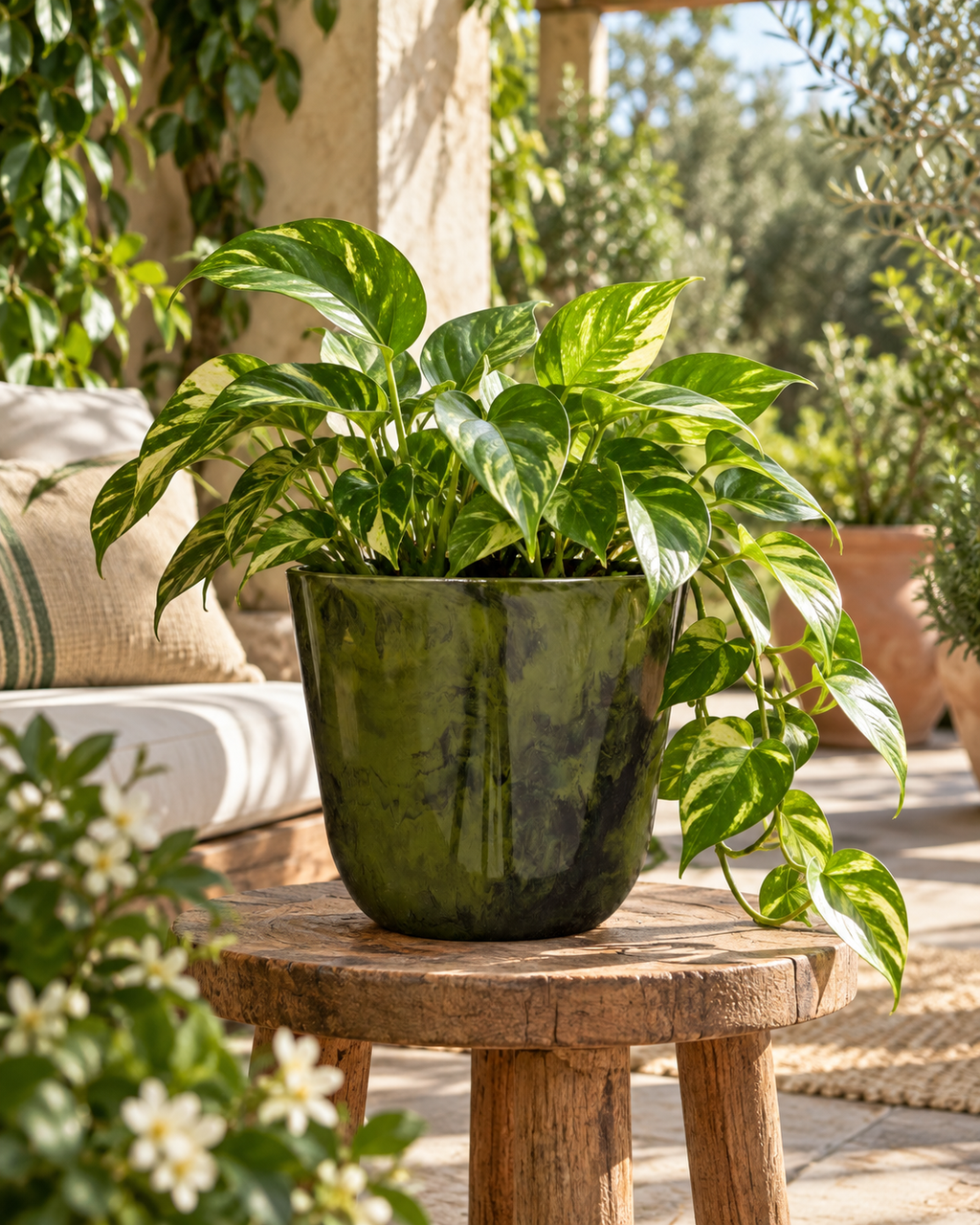 Palerme Marbre Vert – Pot en plastique recyclé – Ø27 à Ø40 cm