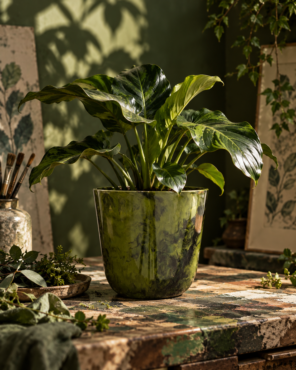 Palerme Marbre Vert – Pot en plastique recyclé – Ø27 à Ø40 cm