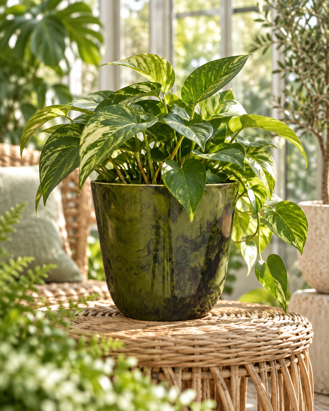 Palerme Marbre Vert – Pot en plastique recyclé – Ø27 à Ø40 cm