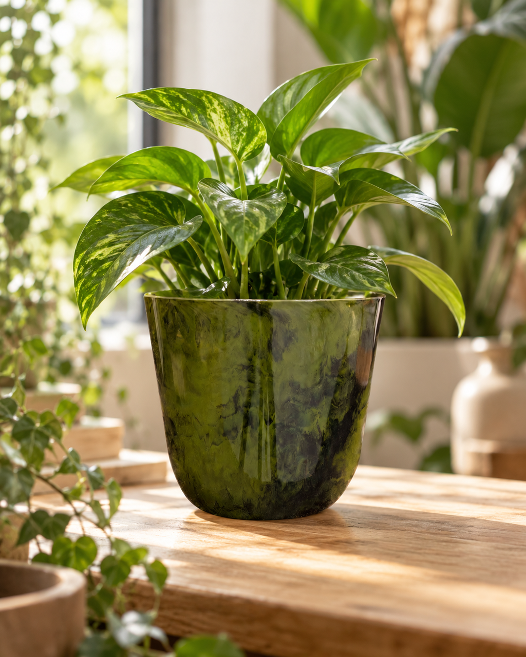 Palerme Marbre Vert – Pot en plastique recyclé – Ø27 à Ø40 cm