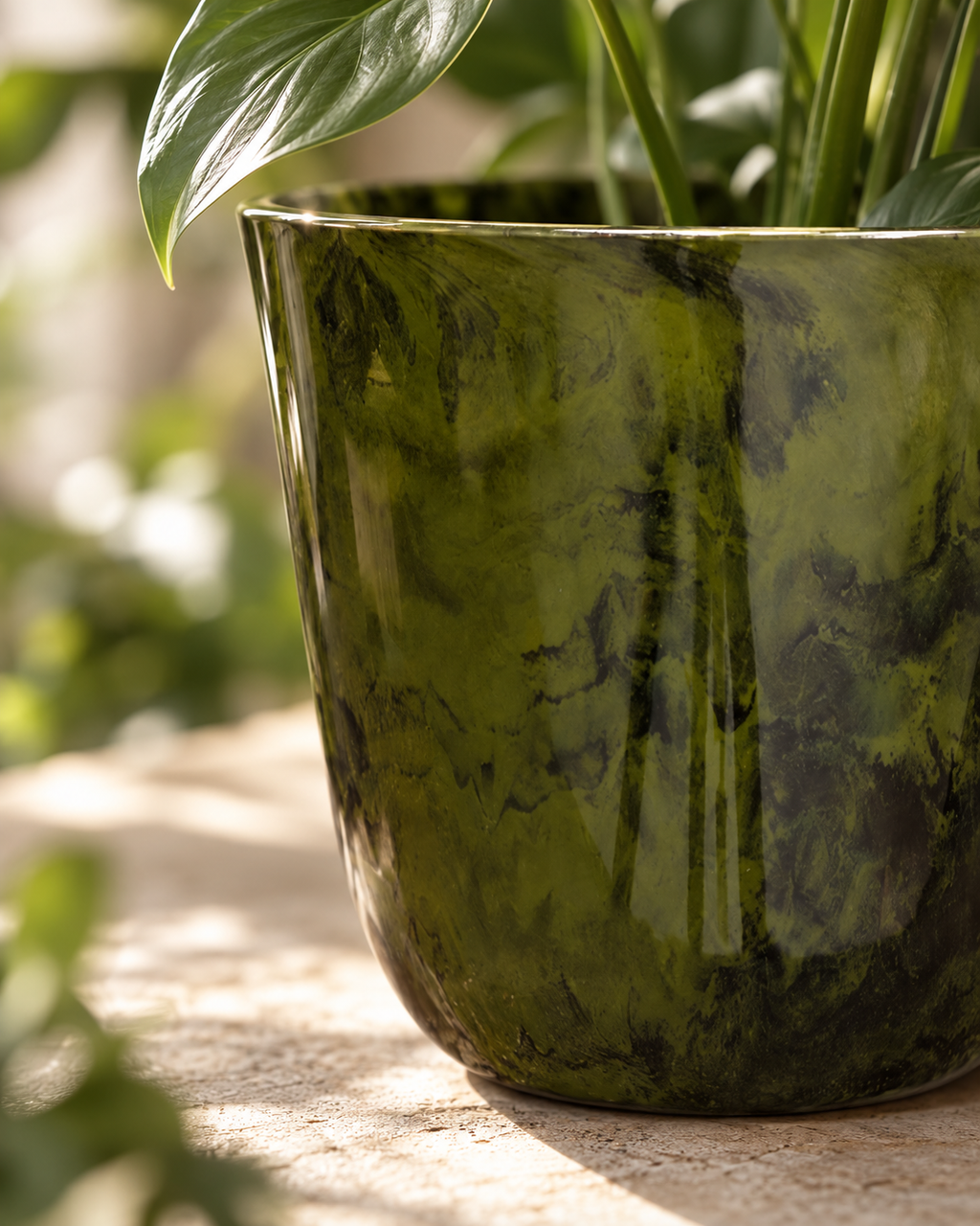 Palerme Marbre Vert – Pot en plastique recyclé – Ø27 à Ø40 cm