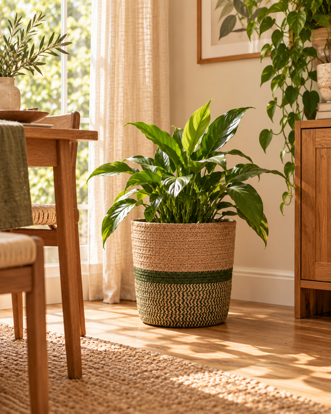Panier cache-pot en jonc de mer tressé – Ø28 cm