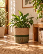 Panier cache-pot en jonc de mer tressé – Ø28 cm