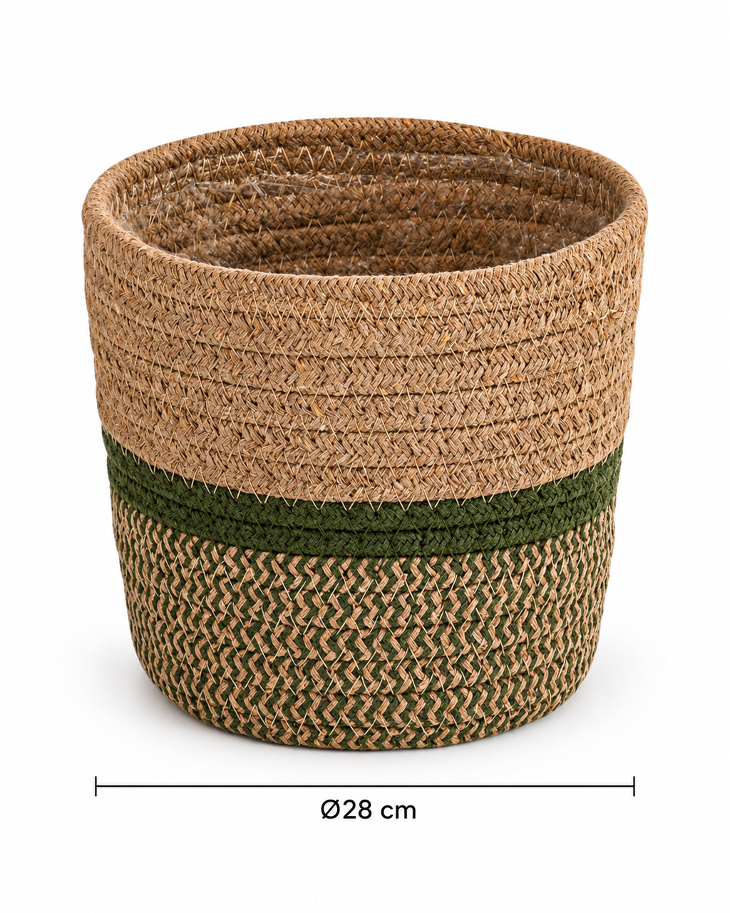 Panier cache-pot en jonc de mer tressé – Ø28 cm