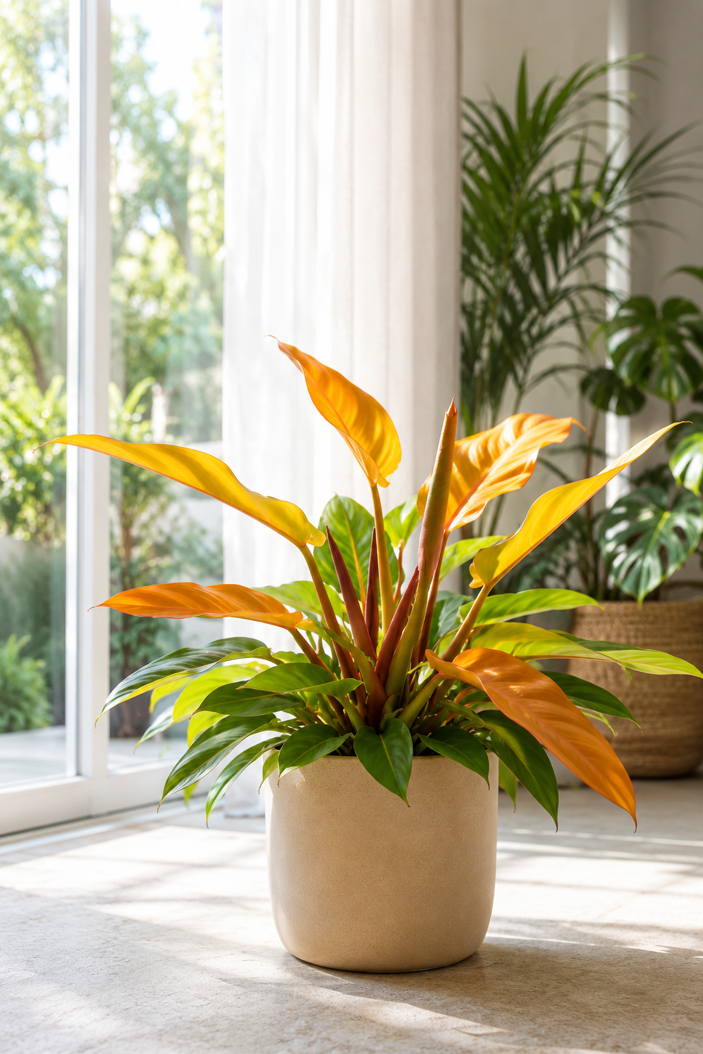 Philodendron Prince of Orange – Seltene Tropenpflanze mit kupferfarbenem Laub – Ø14 cm