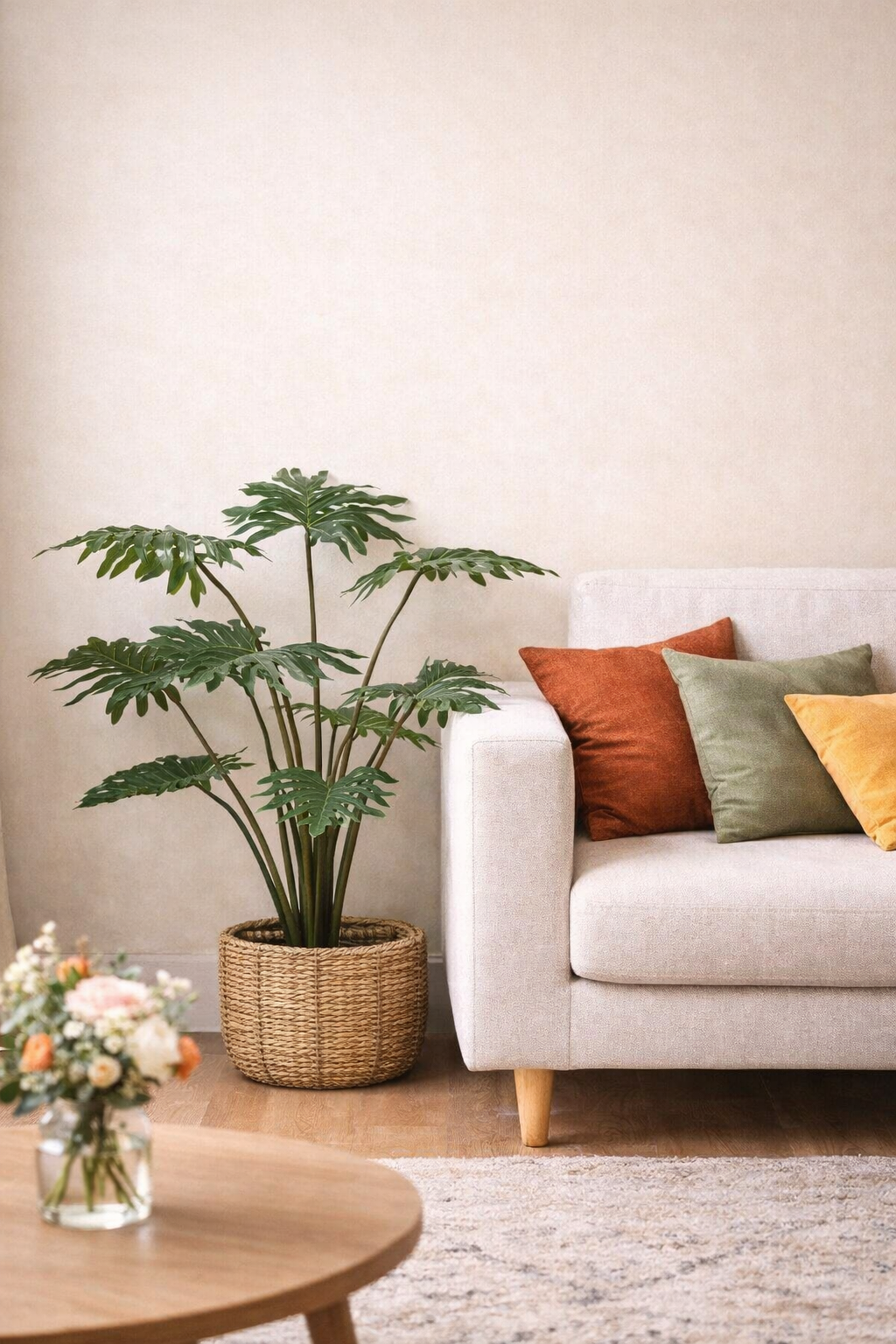 Philodendron artificiel haut de gamme – Plante décorative réaliste sans entretien (60 à 120 cm)